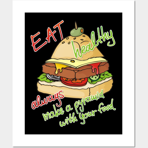 Healthy Eating Burger Pyramid Wall Art by sifis